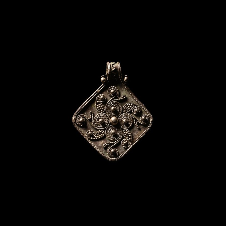 Viking Age Lozenge-Shaped Silver Filigree Pendant