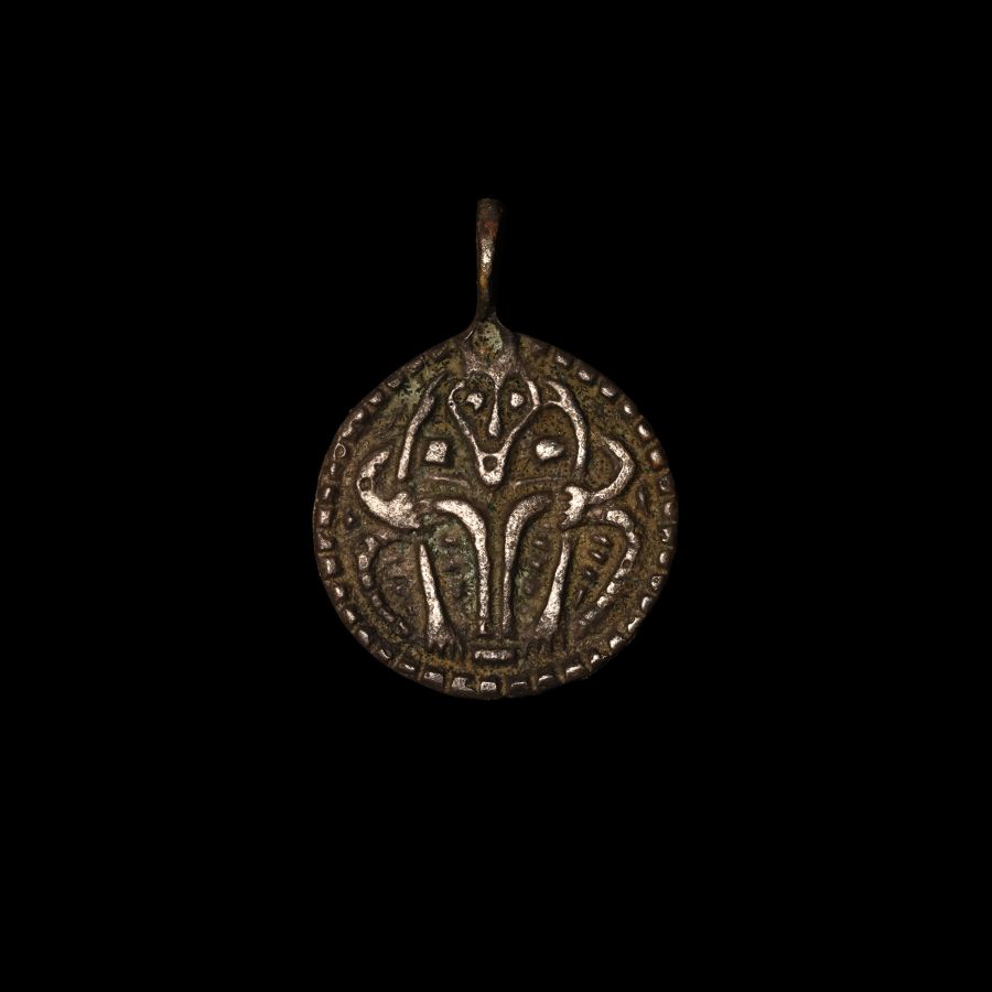 Viking Age Silver Odin Pendant with Ravens
