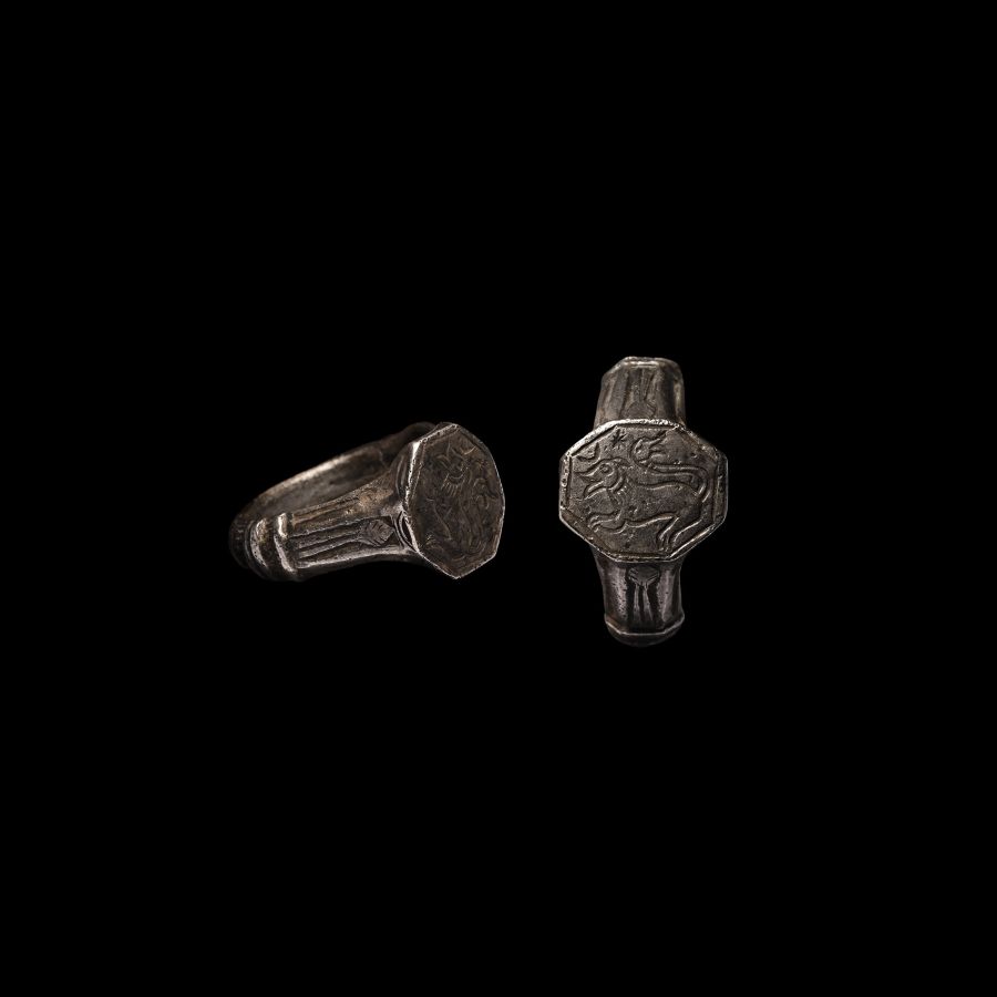 Medieval Silver Ring with Lion