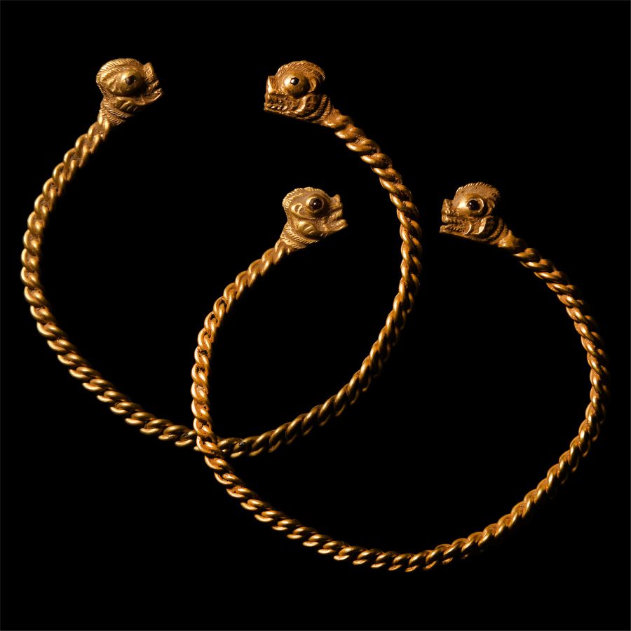 Javanese Dragon-Headed Bracelets with Rubies