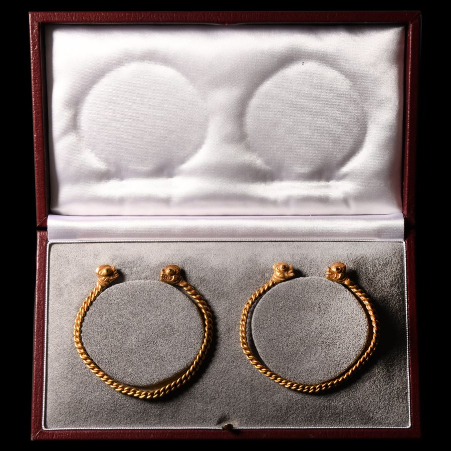 Javanese Dragon-Headed Bracelets with Rubies
