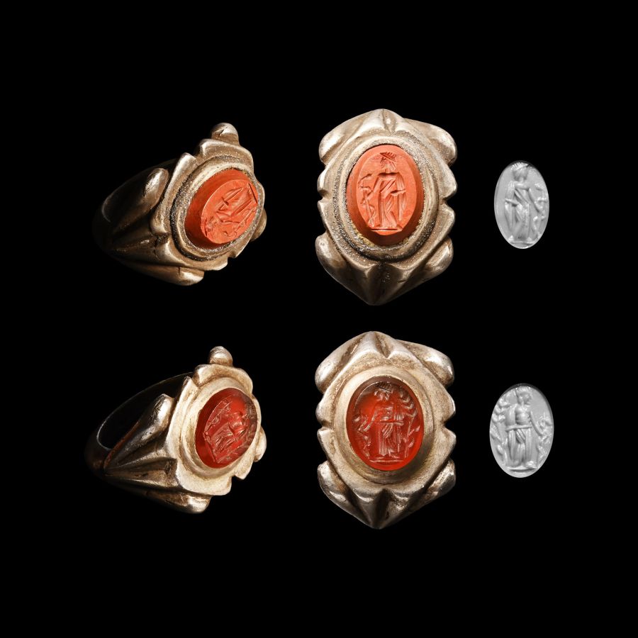Roman Style Silver Rings with Gemstones