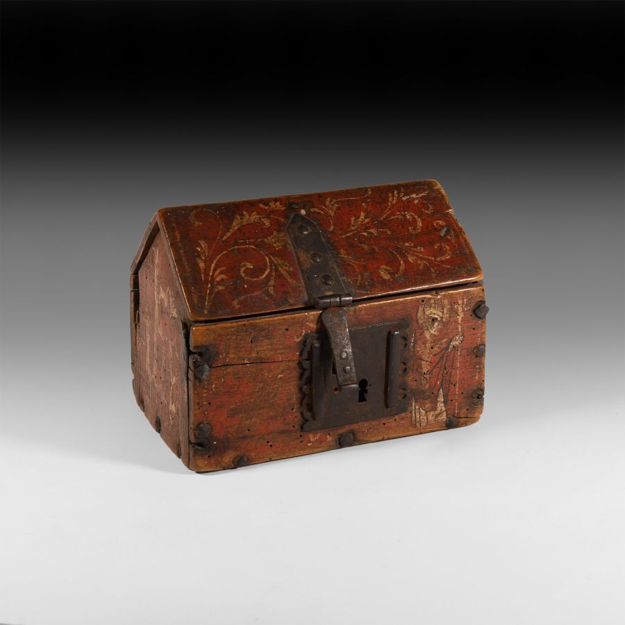 Post Medieval Wooden Painted Casket