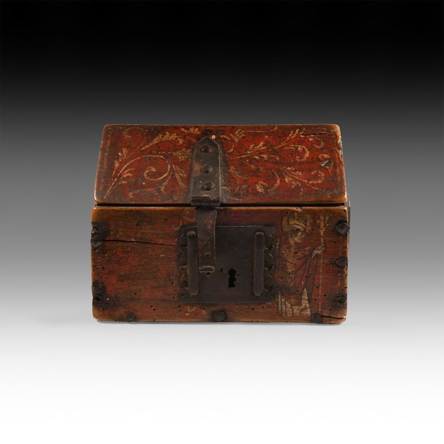 Post Medieval Wooden Painted Casket