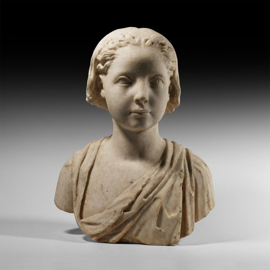 Post Medieval Marble Bust of a Young Female