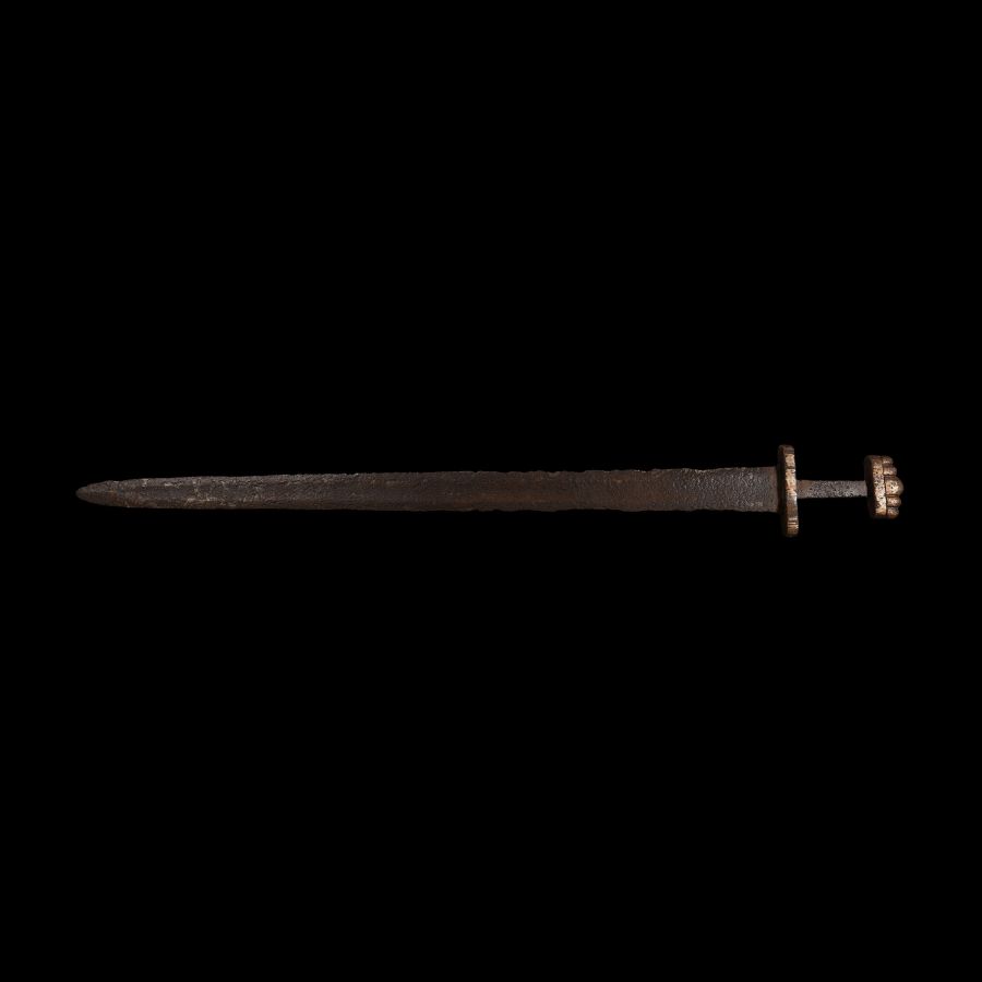 Viking Iron Sword with Inlaid Hilt