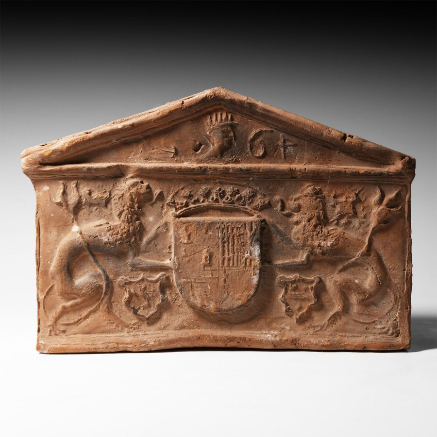Post Medieval House-Shaped Armorial Terracotta Brick