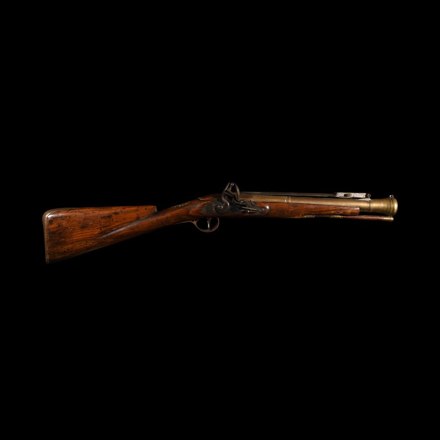Georgian Flintlock Brass Blunderbuss with Spring Bayonet