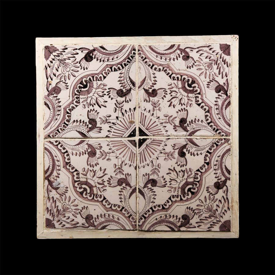 Post Medieval Glazed Ceramic Tile Display
