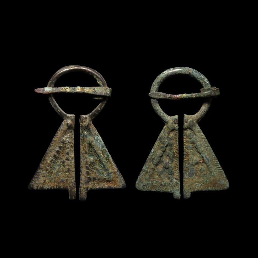 Viking Inspired Decorated Bronze Omega Brooch Group