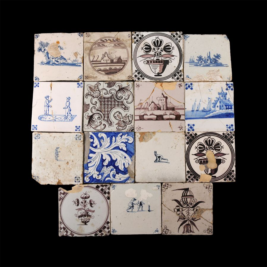 Post Medieval Glazed Ceramic Tile Group