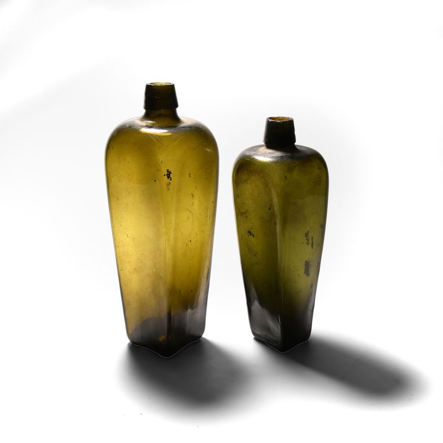 Post Medieval Glass Gin Bottle Group