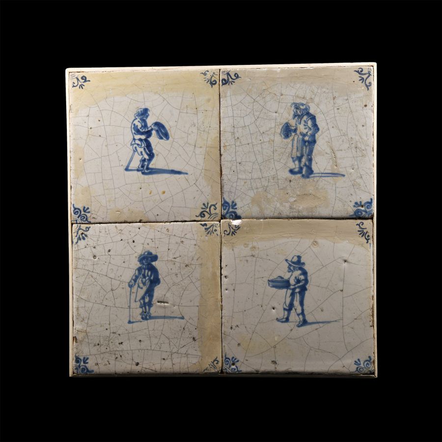 Post Medieval Glazed Ceramic Tile Set