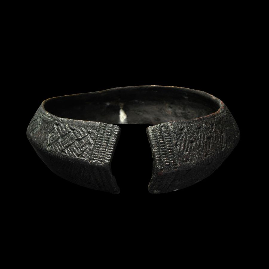 Viking Age Bronze Bracelet with Hatched Panels