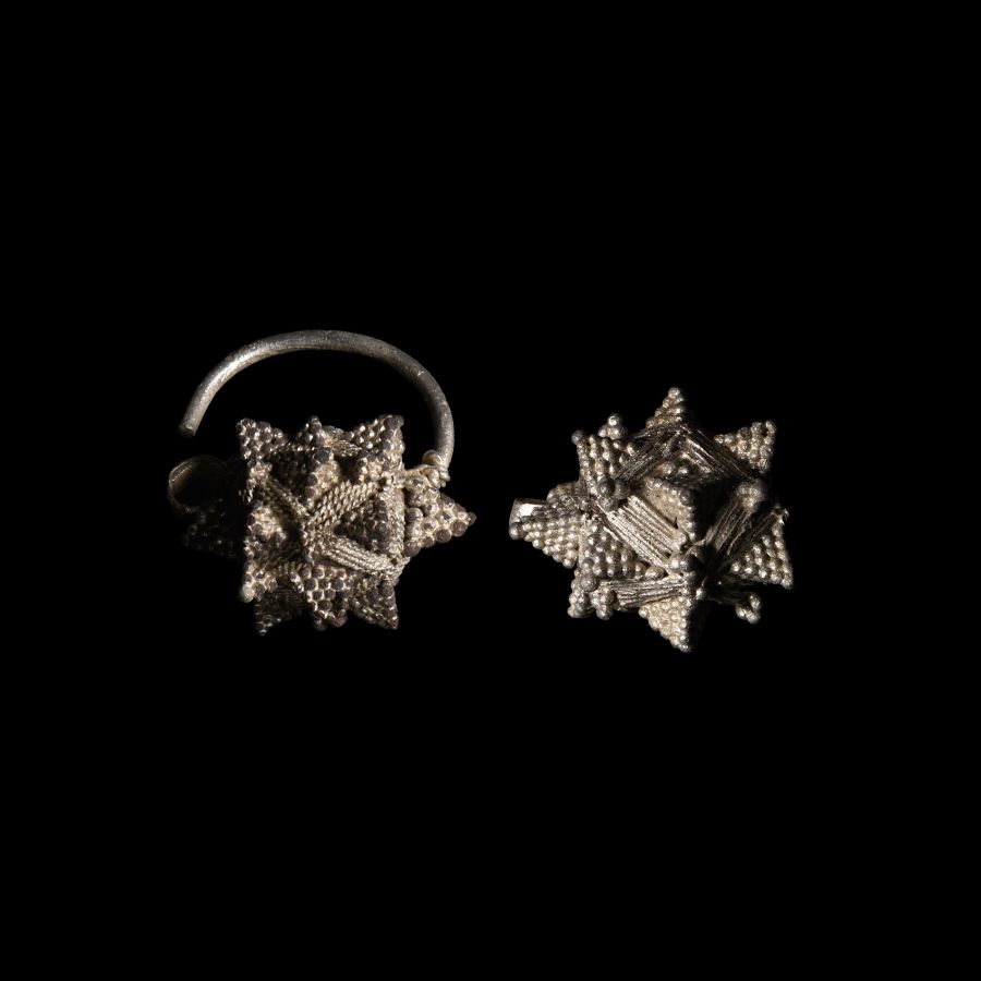 Byzantine Age Silver Temple Ring Pair