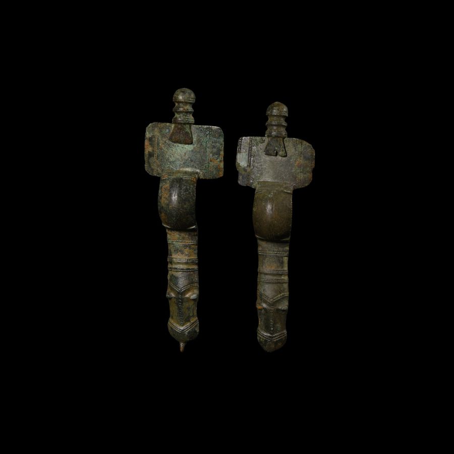Anglo-Saxon Bronze Cruciform Brooch Pair