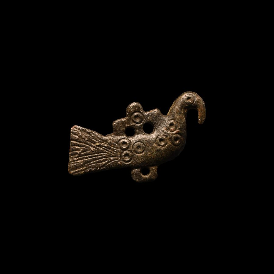 Viking Bronze Cross on Bird Brooch