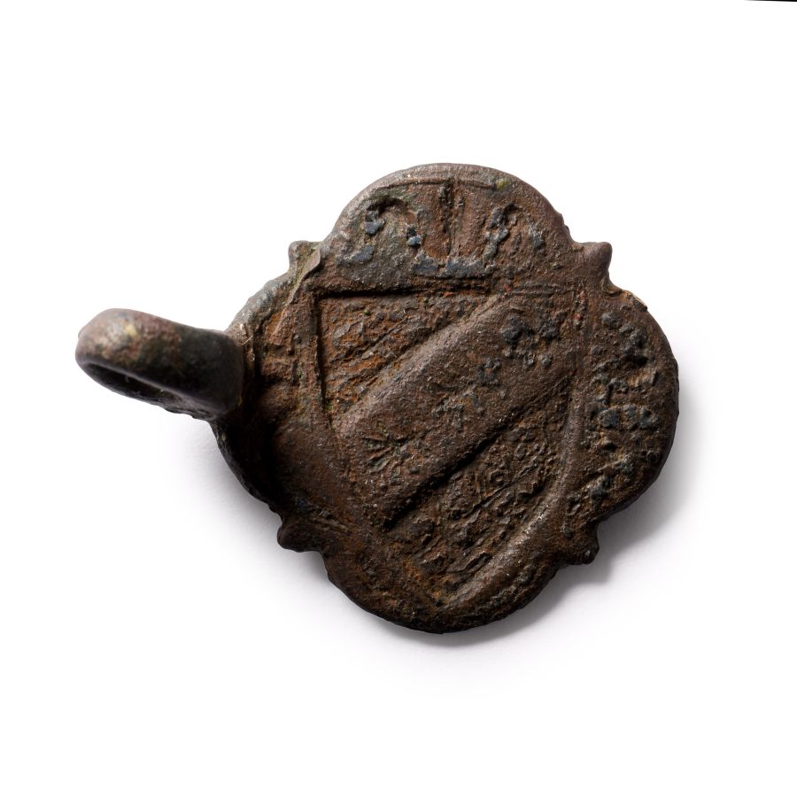 Medieval Double-Sided Bronze Knight's Heraldic Horse Harness Bannerette Pendant