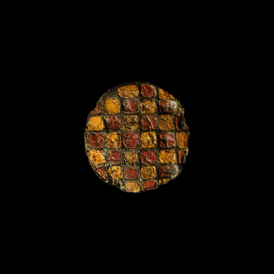 Iron Age British Celtic Brigantes Bronze Chequered Mount