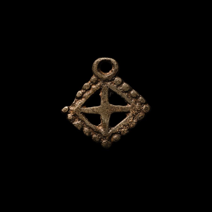Viking Age Silver Lozenge-Shaped Pendant with Cross
