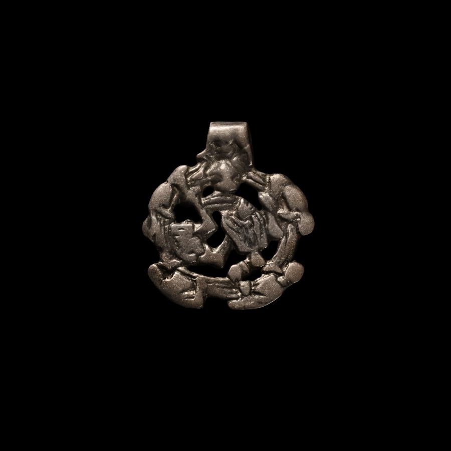 Scandinavian Viking Silver Gripping Beast Pendant