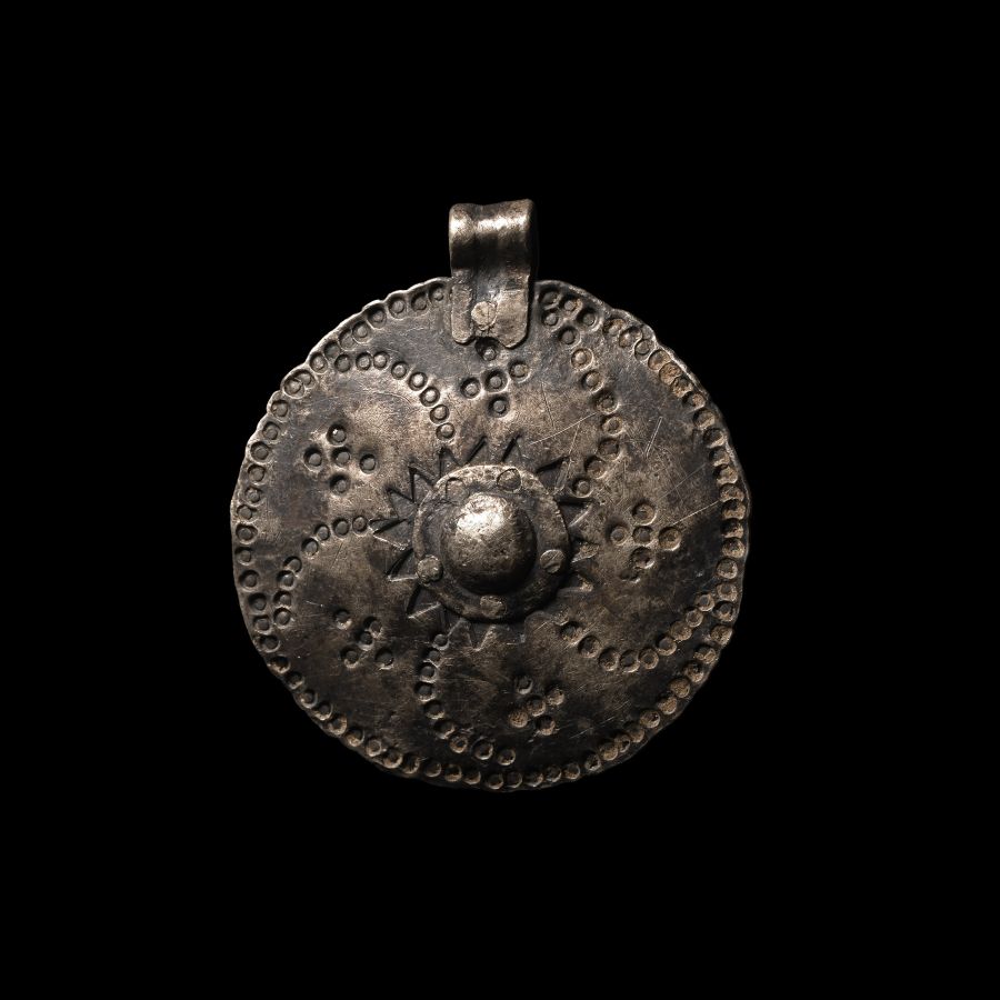 Viking Silver Sun Whorl Boss Pendant