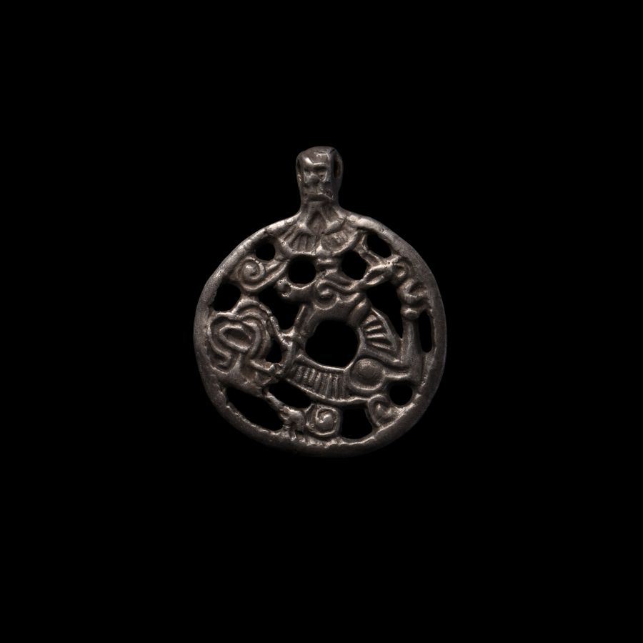Viking Silver Openwork Dragon Pendant