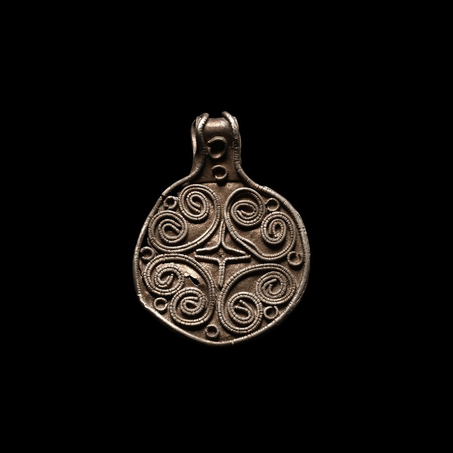 Viking Silver Filigree Pendant with Scrolled Cross