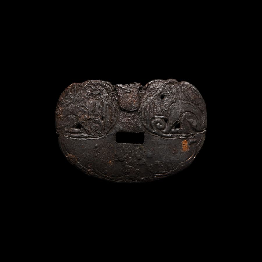 Medieval Bronze Applique with Seated Beasts