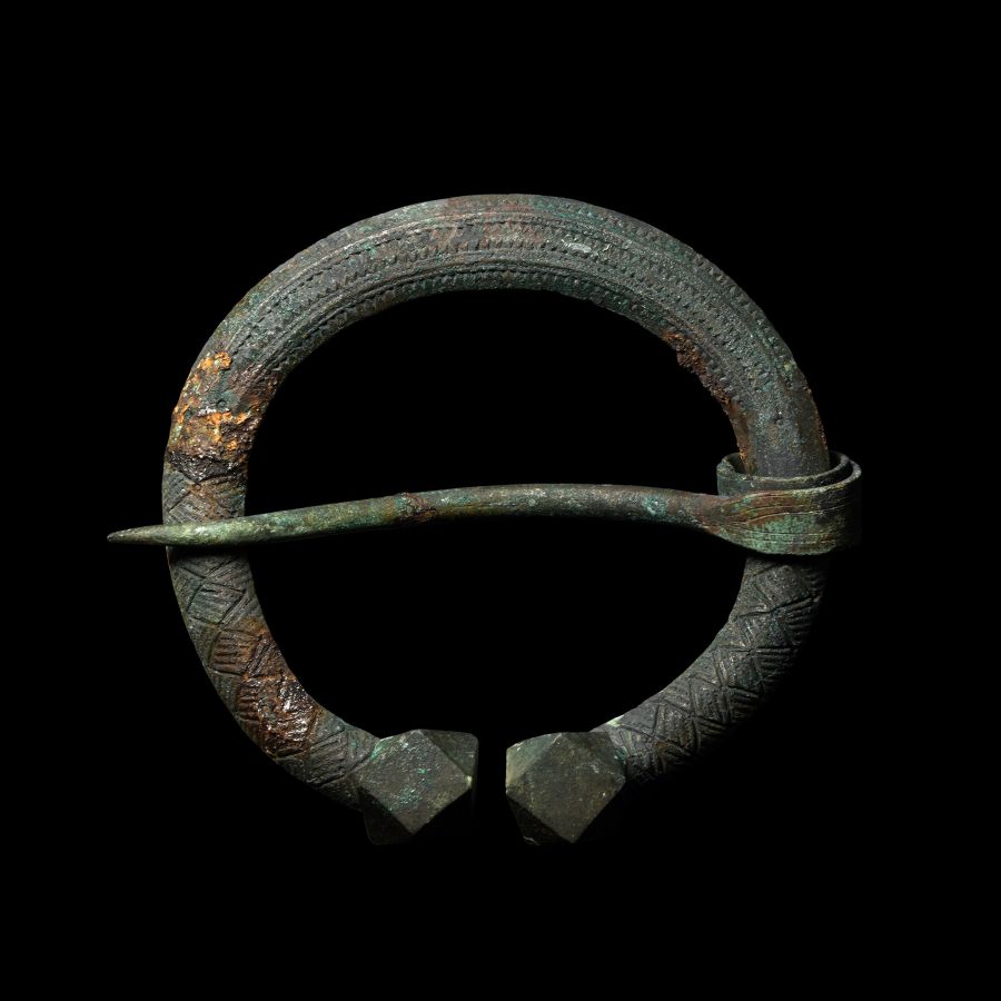 Large Viking Age Bronze Decorated Penannular Brooch