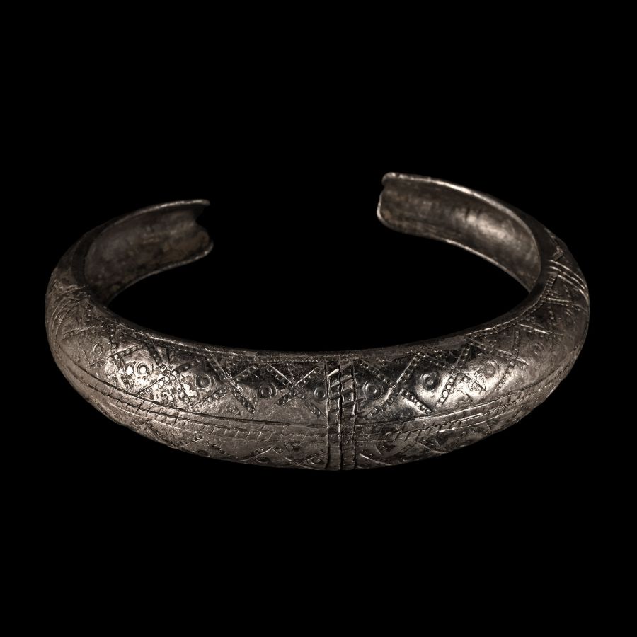 Viking Age Silver Stamp Decorated Bracelet