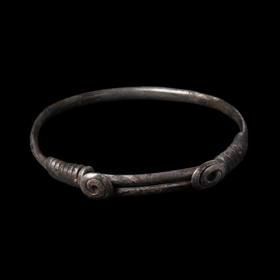 Viking Age Silver Expandable Bracelet with Spirals
