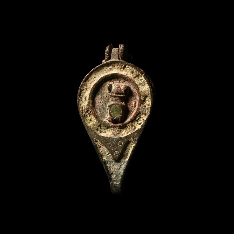 Roman Bronze Seal Box with Phallus