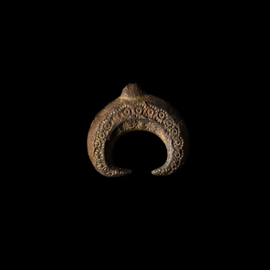 Viking Age Bronze Decorated Lunar Pendant