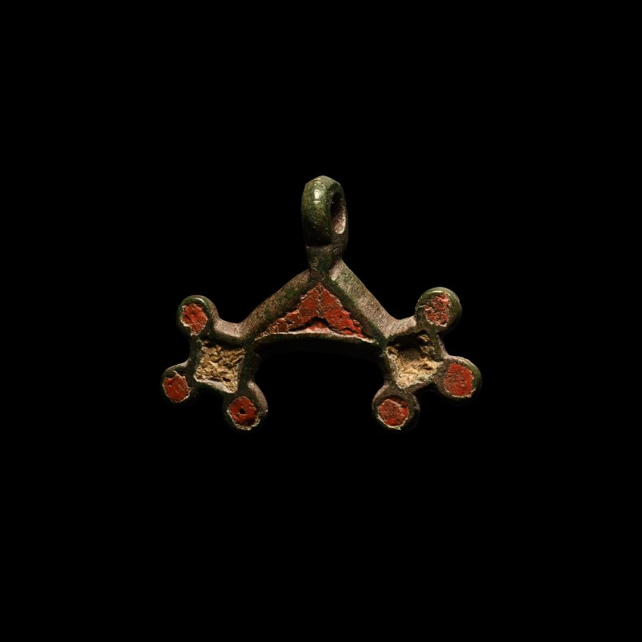 Iron Age Enamelled Bronze Horse Harness Pendant