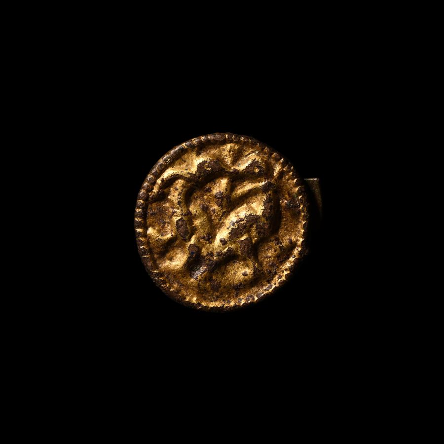 Viking Age Gilt Bronze Mount with Birds