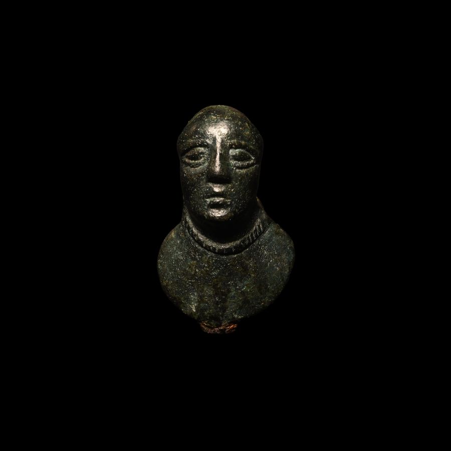 Iron Age Celtic Bronze Bust of a Bound Captive
