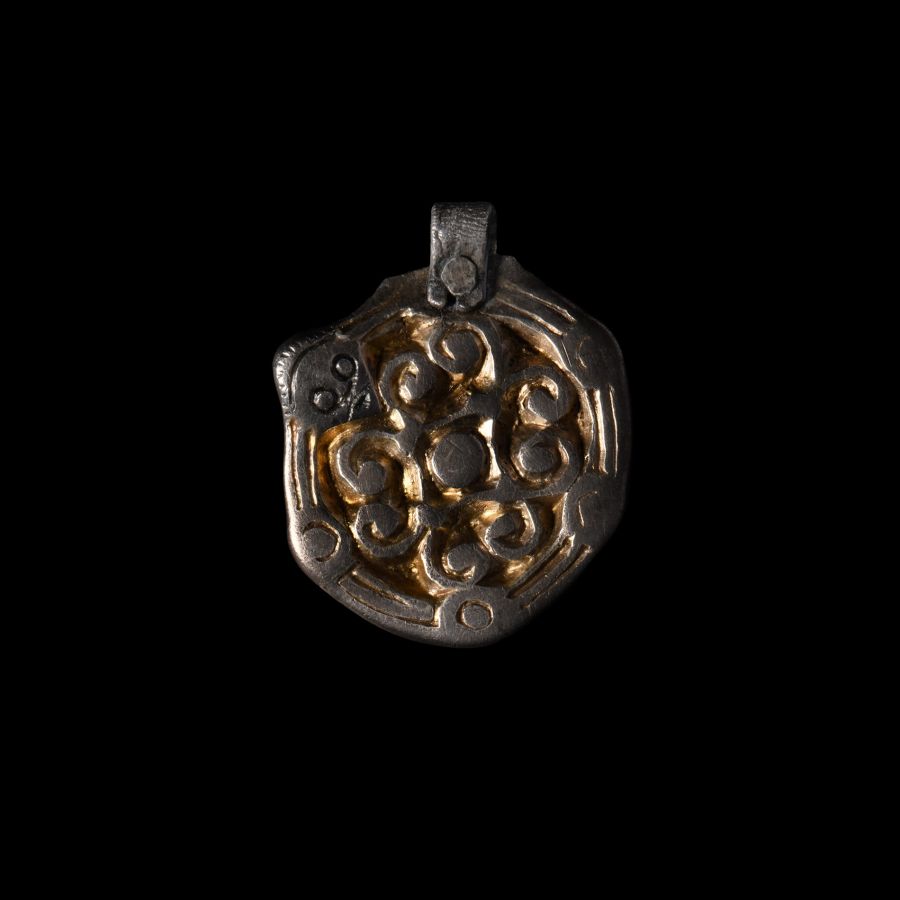 Viking Age Silver-Gilt Pendant with Face