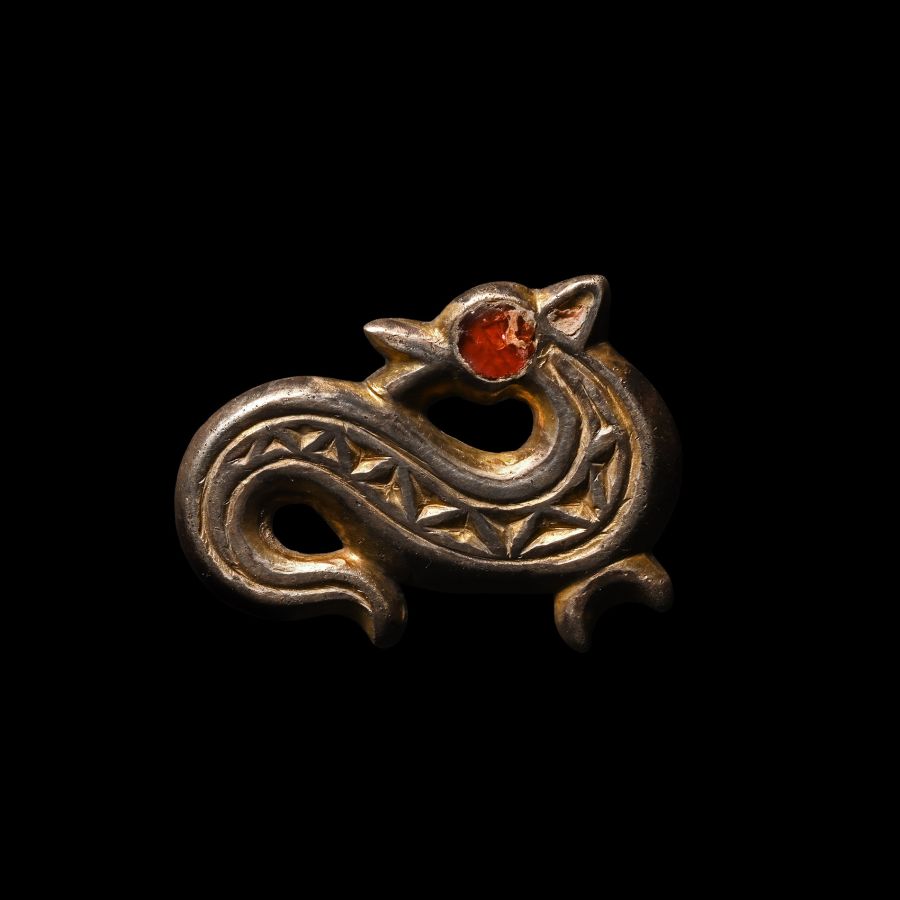 Frankish Silver-Gilt Hippocampus Brooch