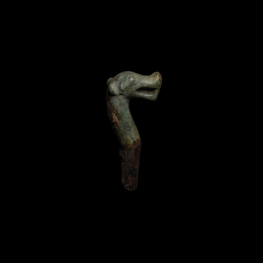 Viking Age Bronze Beast-Head Staff Terminal