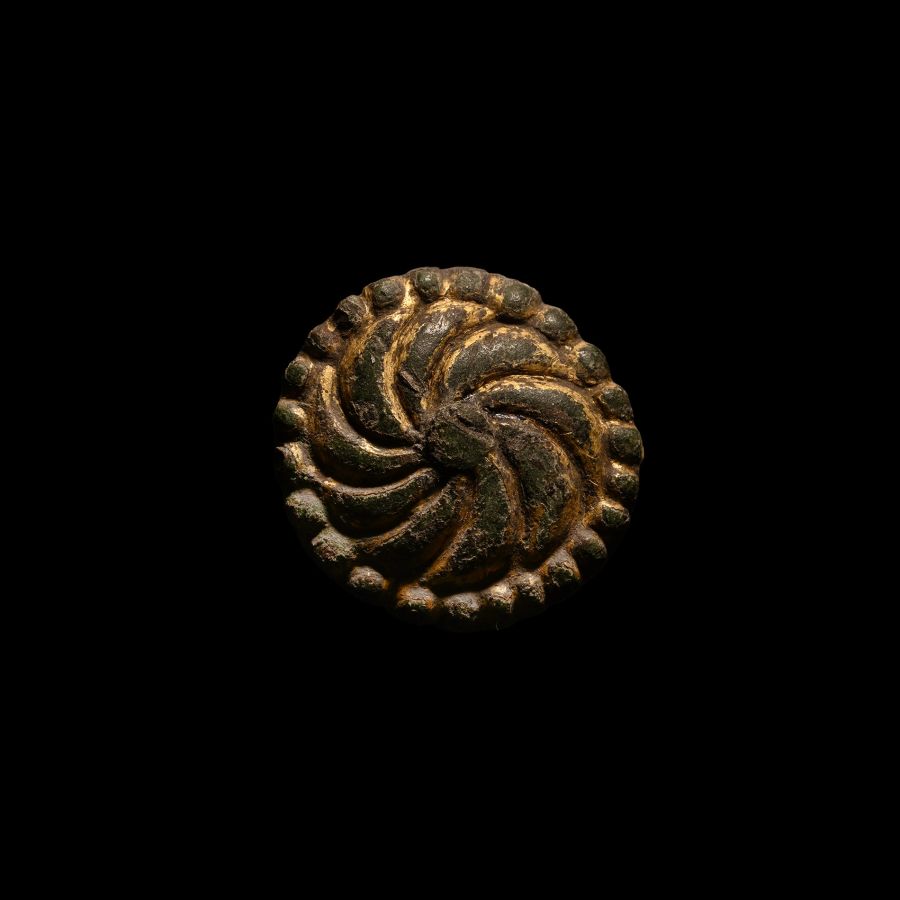 Viking Age Gilt Bronze Sun Whorl Mount