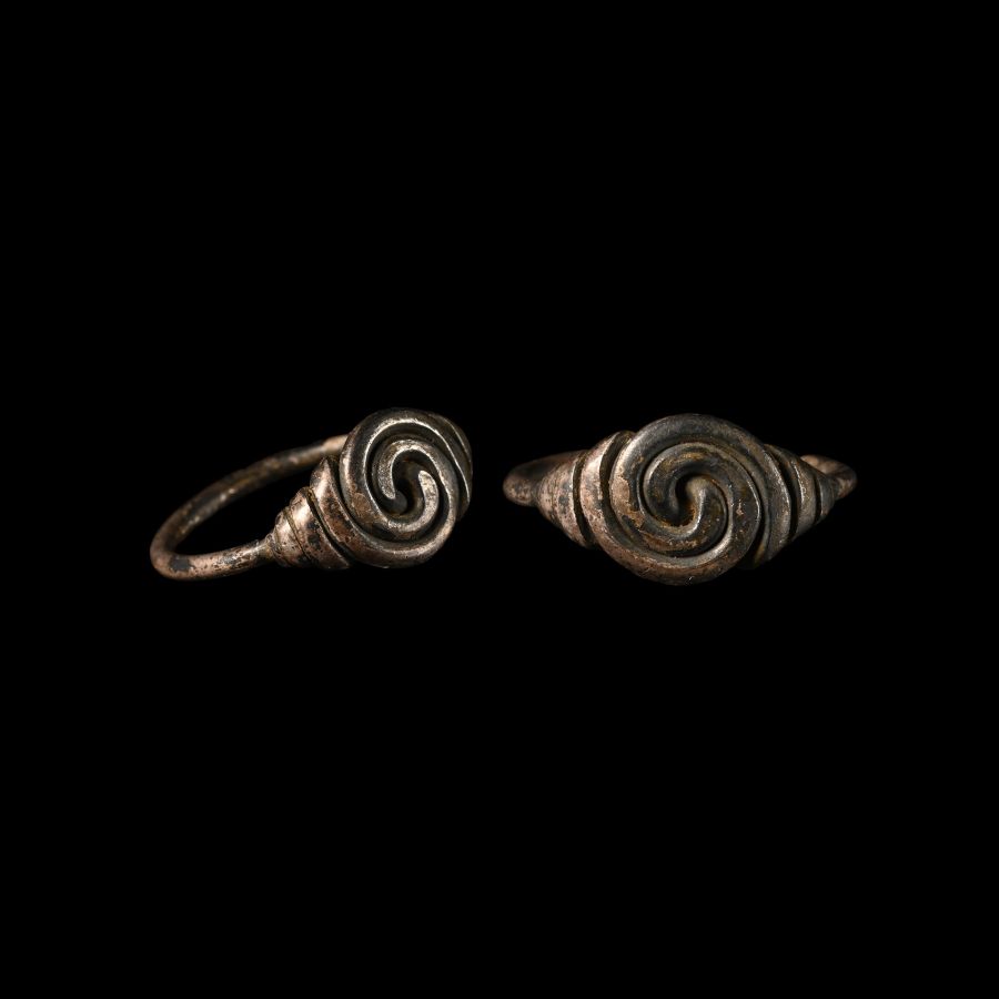 Saxon Silver Ring with Spiral Bezel