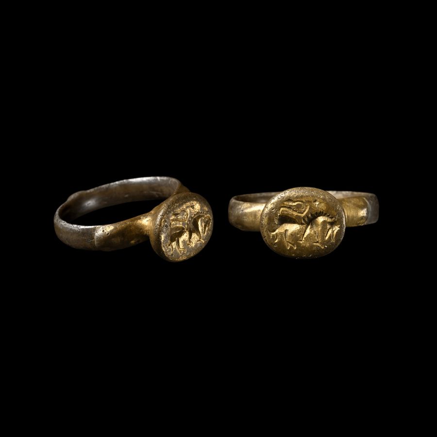 Medieval Silver-Gilt Ring with Horse Motif