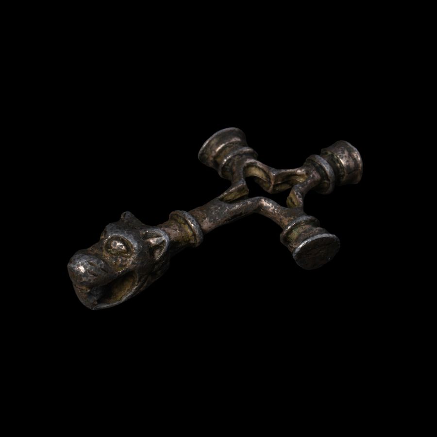 Viking Age Silver-Gilt Cross Pendant with Head of a Beast
