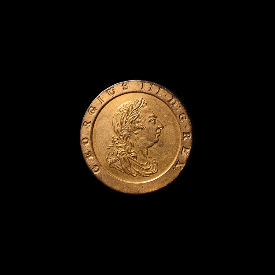 Georgian Gilt Bronze Cartwheel Twopence Patch Box