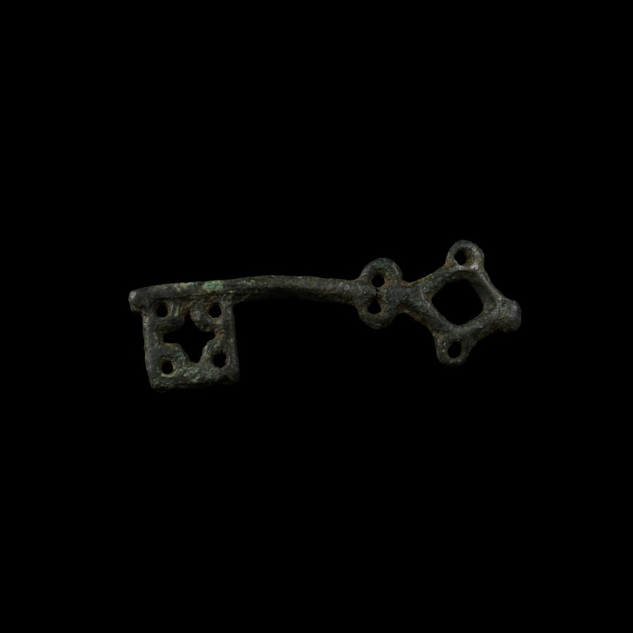Viking Age Bronze Key with Quatrefoil-Shaped Handle