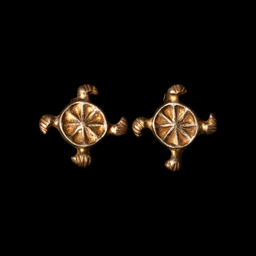 Merovingian Silver-Gilt Radiate Disc Brooch Pair