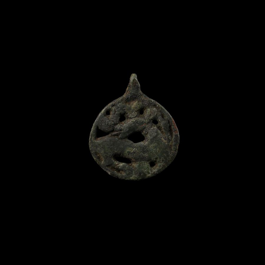 Viking Age Jellinge Style Bronze Regardant Beast Pendant