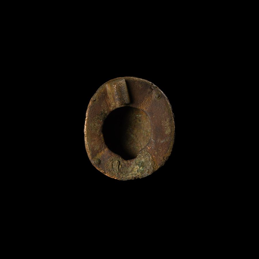 Viking Bronze Openwork Box Brooch with Silver Detailing