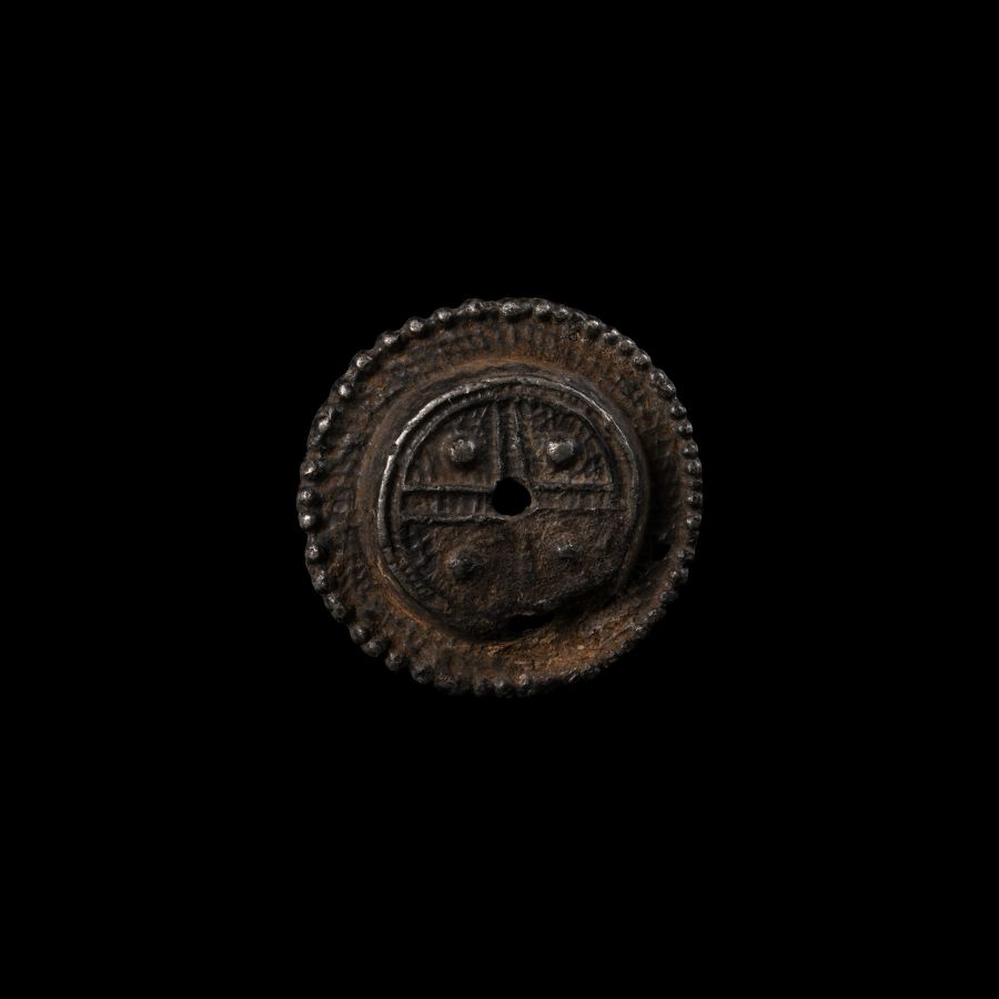 Medieval Pewter Pilgrim's Badge with Voided Cross and Pellets